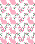 Pink Rabbit Floral Watercolor Rug