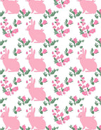 Pink Rabbit Floral Watercolor Rug