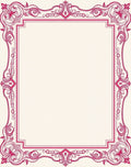 Elegant Pink Floral Scrollwork Border Rug