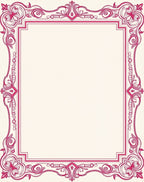 Elegant Pink Floral Scrollwork Border Rug