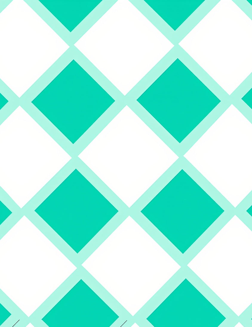 Teal and White Diamond Lattice Rug