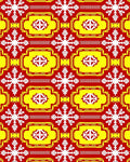 Red Yellow White Snowflake Geometric Rug