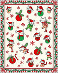 Festive Cat Christmas Ornaments Border Rug