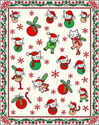 Festive Cat Christmas Ornaments Border Rug