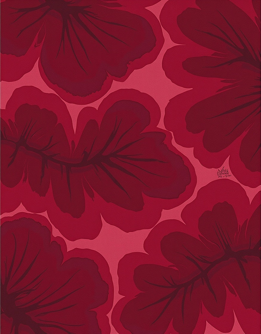 Deep Red Floral Bloom Collage Rug