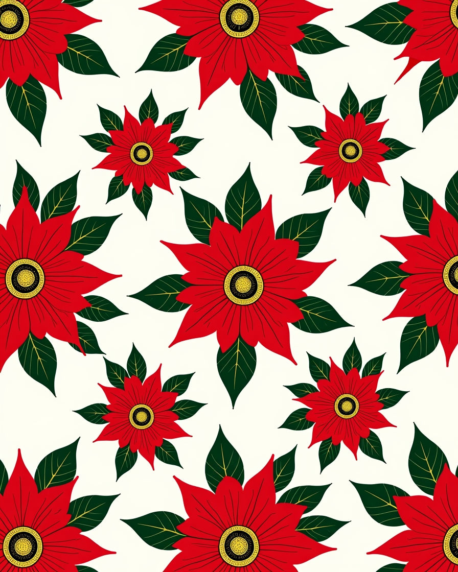 Vibrant Red Poinsettia Floral Arrangement Rug