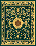 Golden Sunflower Floral Scroll Rug