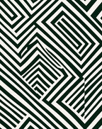 Dark Green White Geometric Maze Rug