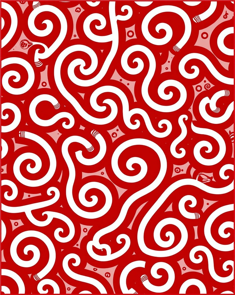 Bold Red Swirl Tribal Rug