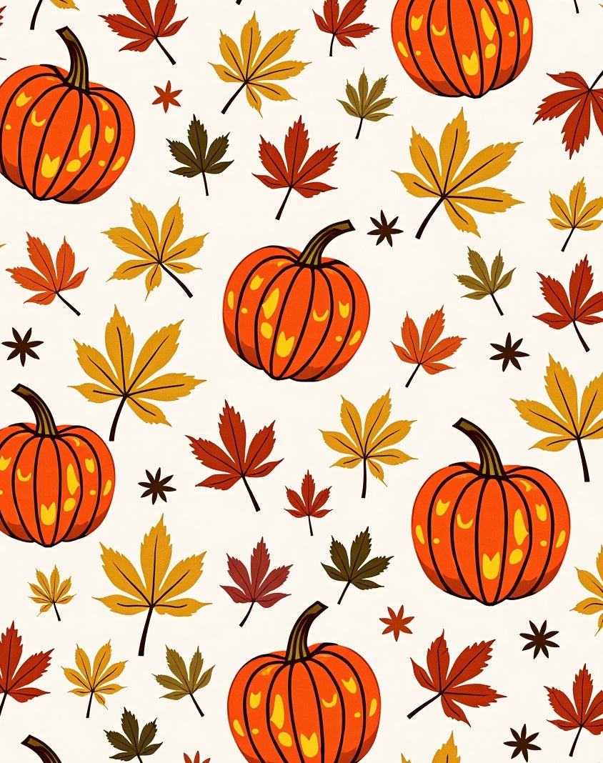 Autumn Pumpkin Maple Leaf Scatter Rug
