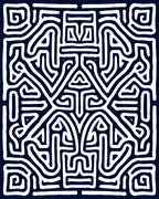 Black White Labyrinth Tribal Rug