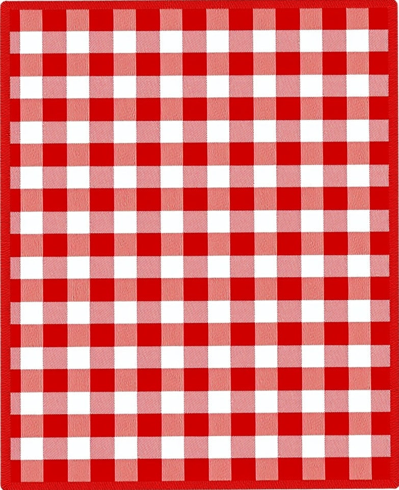 Classic Red White Gingham Squares Rug
