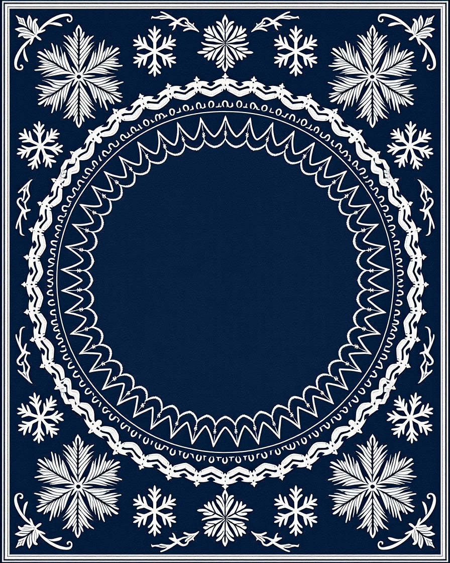 Winter Snowflake Medallion Navy Rug