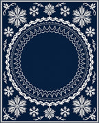 Winter Snowflake Medallion Navy Rug
