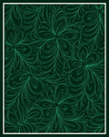 Emerald Green Swirling Floral Outline Rug
