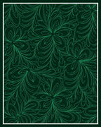 Emerald Green Swirling Floral Outline Rug