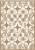 Cream Brown Vintage Scroll Medallion Rug