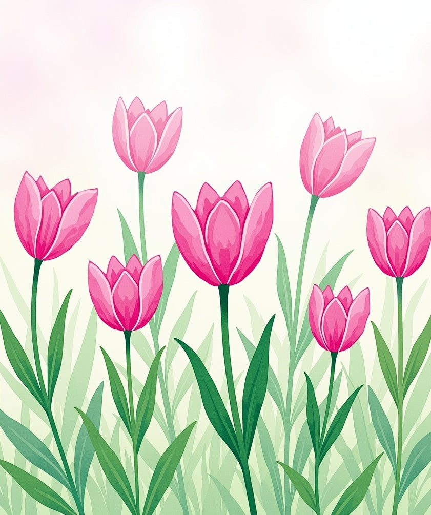 Pink Tulip Garden Fields Rug