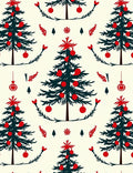 Festive Red Decorated Christmas Trees Rug