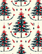 Festive Red Decorated Christmas Trees Rug