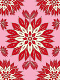 Red Cream Floral Medallion Pink Background Rug