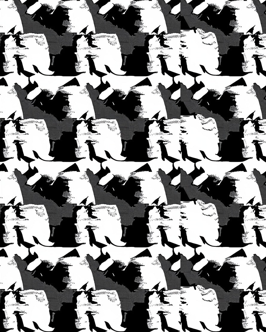 Abstract Black White Graphic Collage Rug