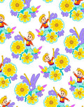 Whimsical Boy Girl Yellow Floral Arrangement Rug