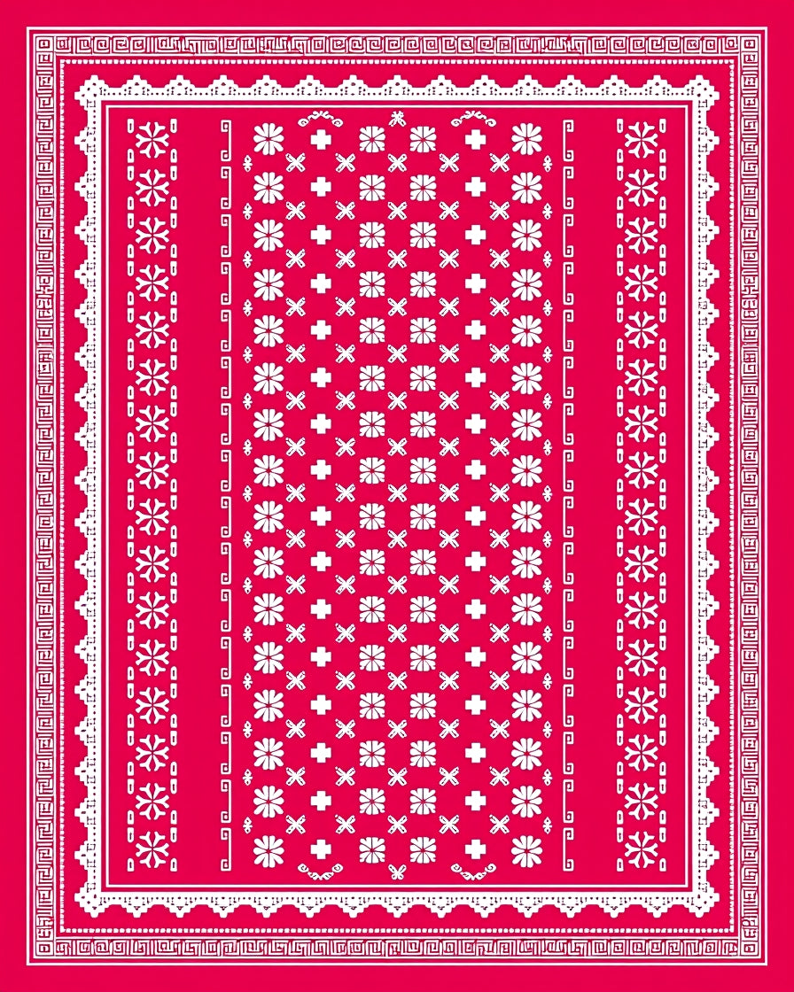 Crimson Floral Geometric Medallion Rug
