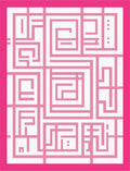 Pink Geometric Labyrinth Square Rug