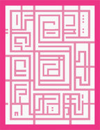 Pink Geometric Labyrinth Square Rug
