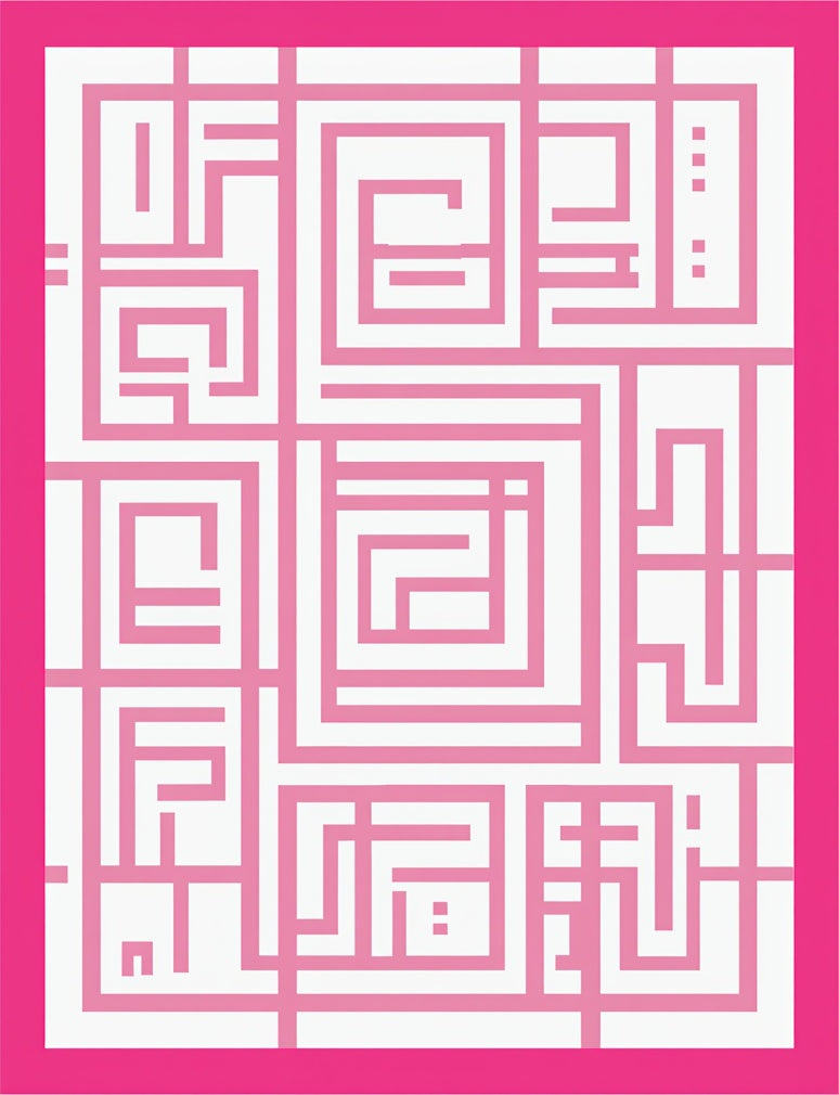 Pink Geometric Labyrinth Square Rug