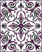 Deep Plum Victorian Floral Scroll Rug