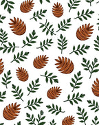 Brown Pine Cone Green Leaf Pattern Rug