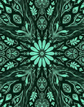 Mint Green Floral Mandala Botanical Rug