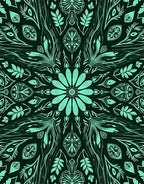 Mint Green Floral Mandala Botanical Rug