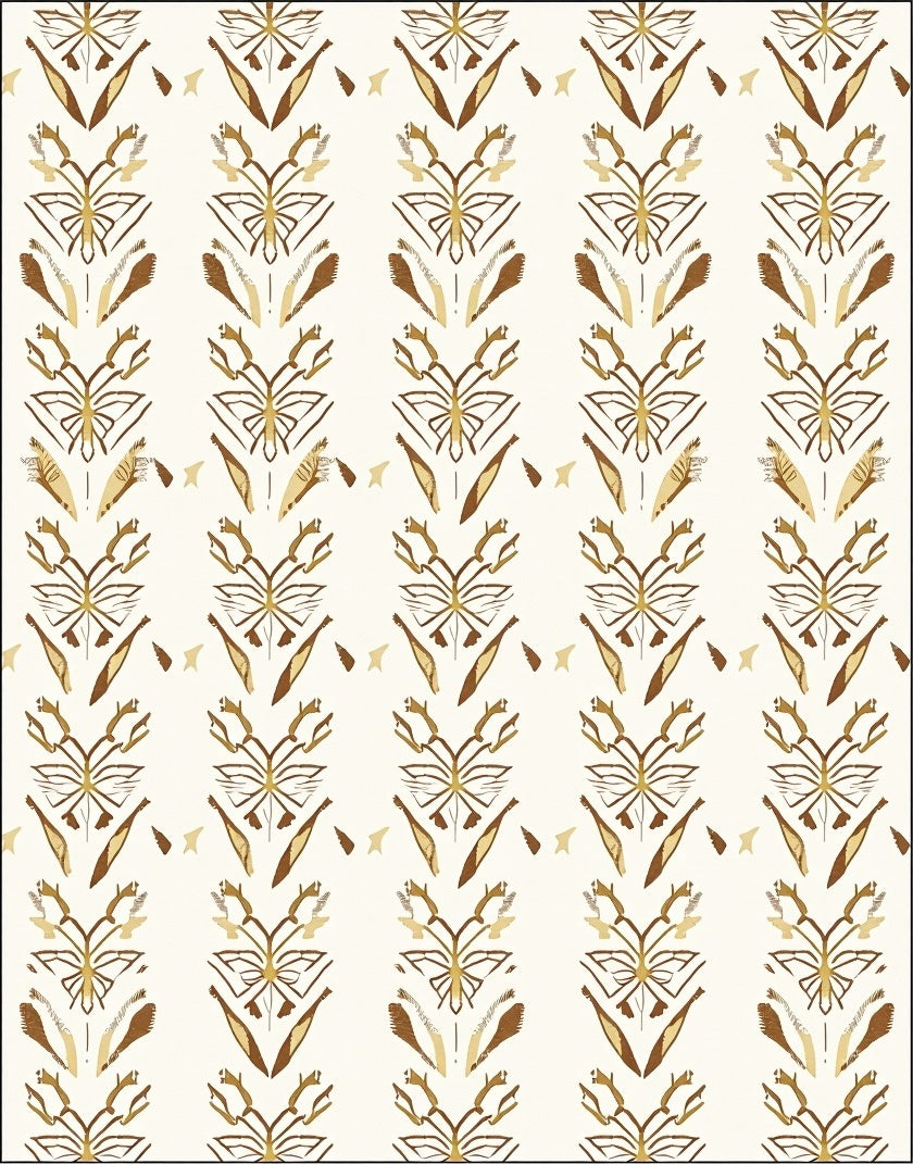 Earthy Golden Brown Botanical Stripe Rug
