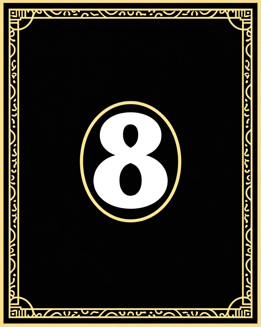 Bold Black White Number Eight Frame Rug