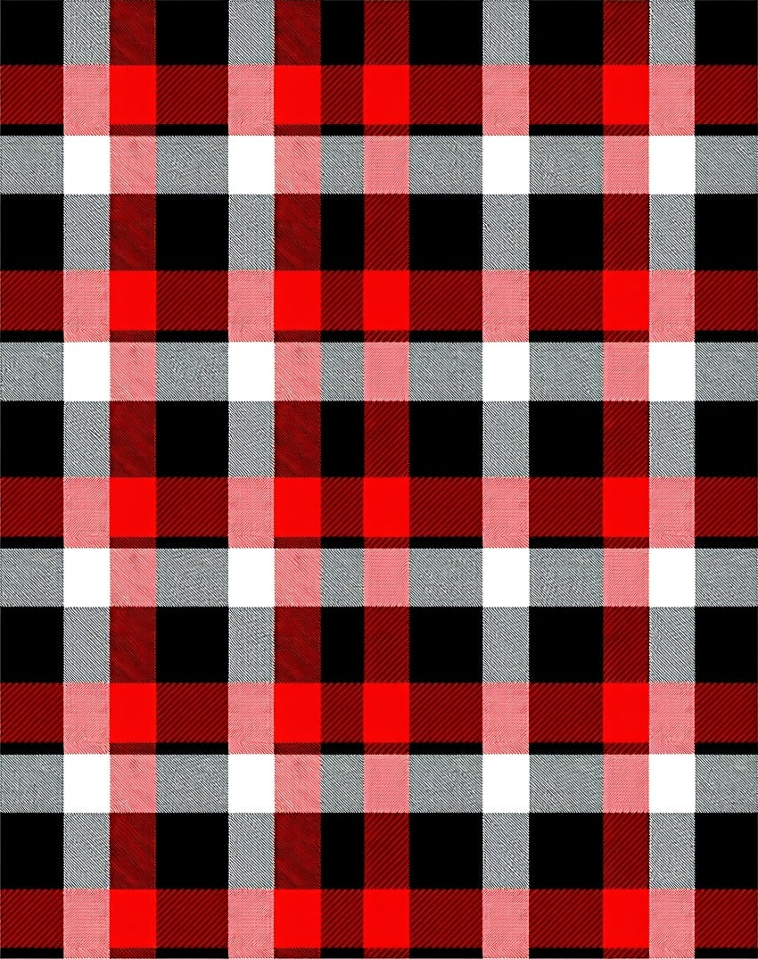 Bold Red Black White Plaid Check Rug