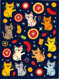 Playful Kitties With Citrus Slices Rug