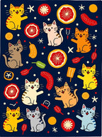 Playful Kitties With Citrus Slices Rug