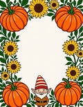 Orange Pumpkin Sunflower Gnome Foliage Rug
