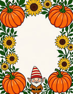 Orange Pumpkin Sunflower Gnome Foliage Rug