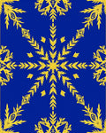 Royal Blue Golden Leaf Medallion Rug