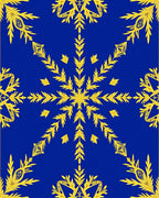 Royal Blue Golden Leaf Medallion Rug