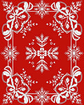 Red White Snowflake Ribbon Border Rug