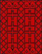 Bold Red Geometric Cross Motif Rug