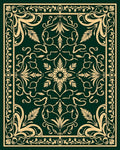 Emerald Foliage Swirl Border Rug