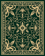 Emerald Foliage Swirl Border Rug