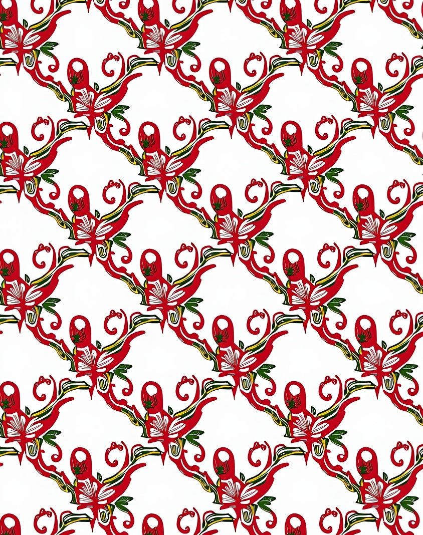 Red Crimson Abstract Floral Swirl Rug