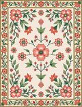 Coral Floral Border Garden Rug